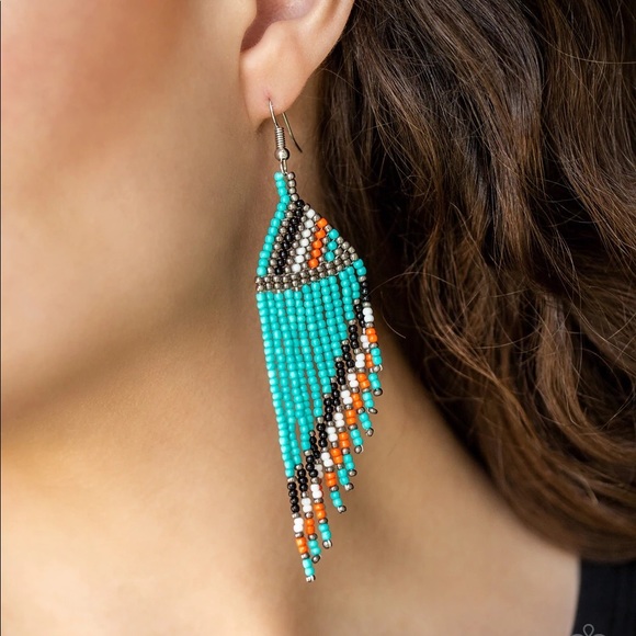 Paparazzi - Bodaciously Bohemian - Blue Seed Bead Earrings